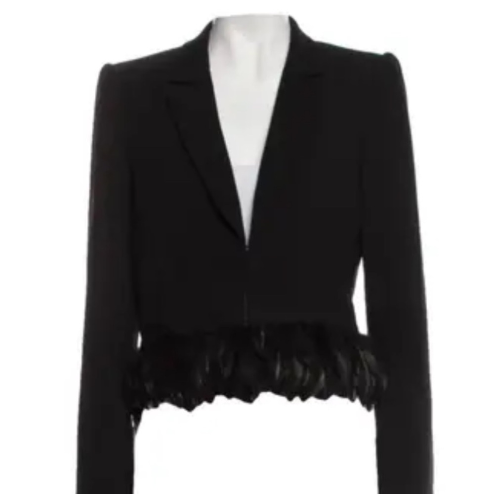 Cinq a Sept Black Ruffled Blazer
